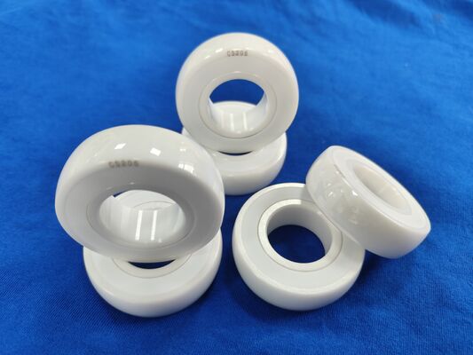 ตลับลูกปืนเม็ดกลมเซรามิกเซอร์โคเนีย ZrO2 แบบ HIP Sintering พร้อมกรง PEEK ซีล PTFE และความแม่นยำเกรด P6/P5